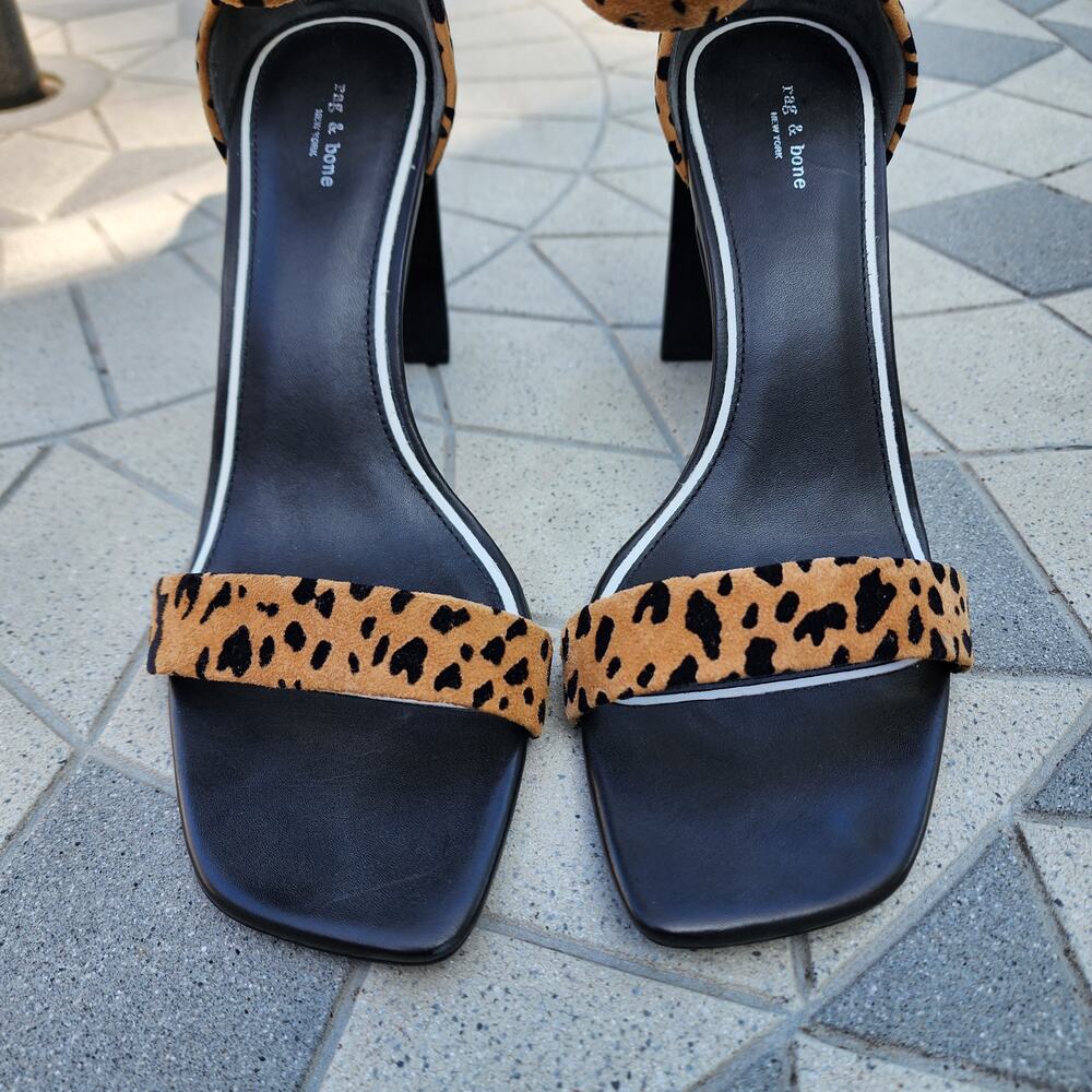Rag & Bone Ellis Cheetah Suede Open Toe Italian Sandals 38.5 - Picture 4 of 11